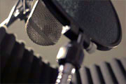 Vocal microphone used in the recording studio booth